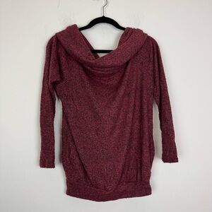 Elan woman’s Red Maroon Burnout Cowl Neck lightweight pullover Sweater